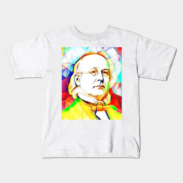 Horace Greeley Colourful Portrait | Horace Greeley Artwork 12 Kids T-Shirt by JustLit